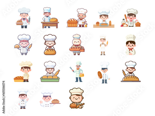 barker flat design illustration set