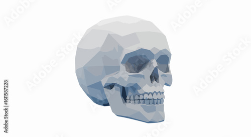 Modern geometric polygon skull with low poly design offers a striking, artistic representation of mortality and science for design projects
