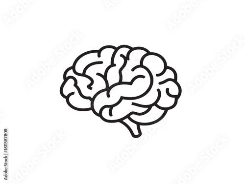 Beautiful Brain Icon Stylish Contemporary Line Vector Illustration