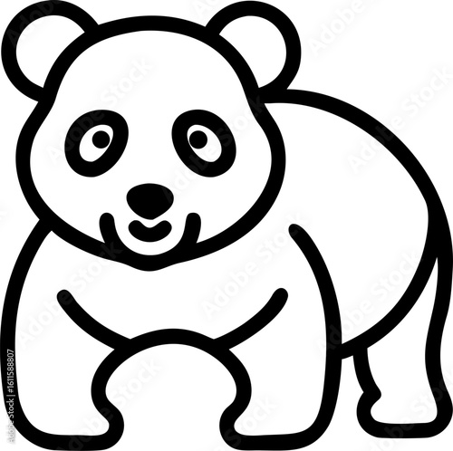 panda vector icon on white or transparent background. Wildlife and animals Stroke icon collections. Editable Stroke icon collection Outline icon.