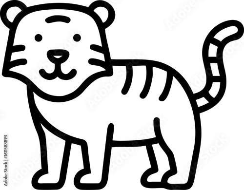 tiger vector icon on white or transparent background. Wildlife and animals Stroke icon collections. Editable Stroke icon collection Outline icon.