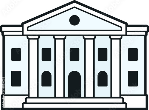 Courthouse or bank building outlined icon. Classical style architecture. Simple and modern vector illustration.