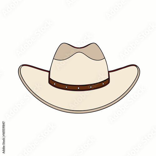 Beige cowboy hat with brown band and eyelets western headwear