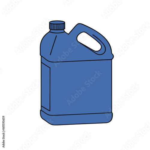 Blue plastic jug with handle and cap container liquid