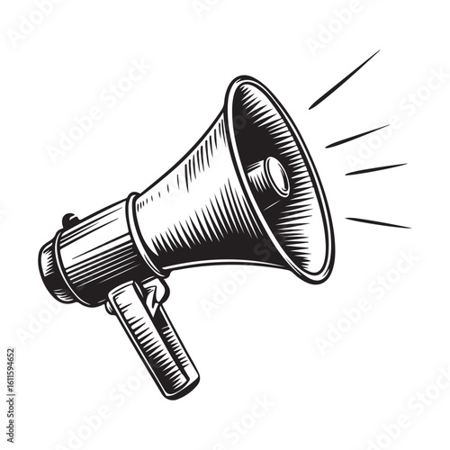Vintage megaphone illustration announcing loudly