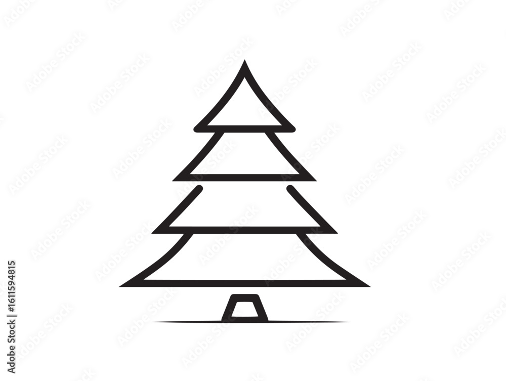 Fototapeta premium Stylish Minimalist Christmas Tree Icon Modern Festive Vector Illustration