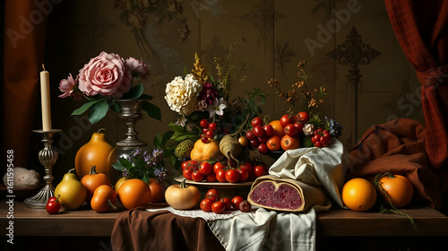 A baroque renaissance still life scene- AI Generated Image