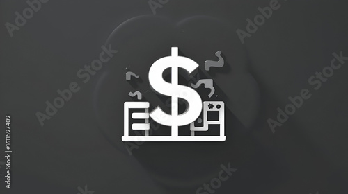 stagflation flat black icon for digital and print projects.