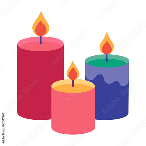 three burning candles