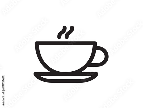 Minimalist stylish 2D coffee cup icon vector