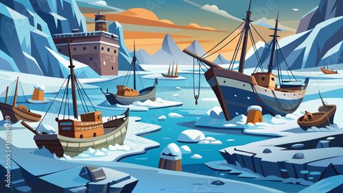 Luxury yacht and old sailing vessel traveling through the summer sky over the ocean bay