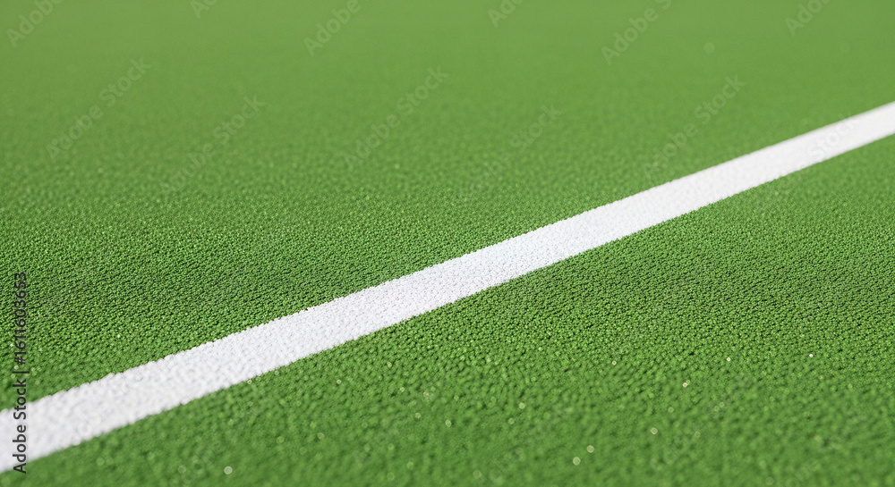 Obraz premium Close-up of White Line on Green Artificial Grass Tennis Court Surface