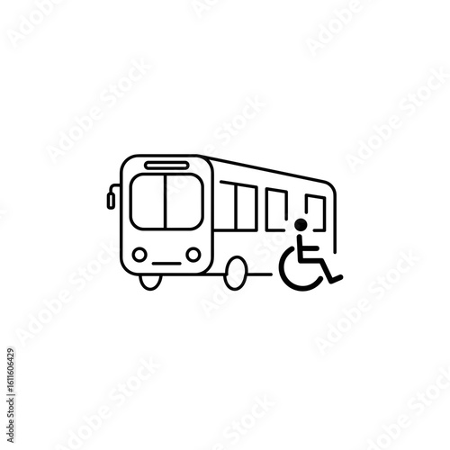 Accessible bus station with wheelchair user boarding vehicle  