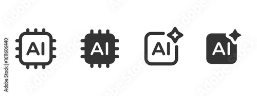 Ai icon. Processor chip and neural network badge vector illustration. Represents artificial intelligence, automation and smart digital system symbol. Useful for tech and innovation sign.