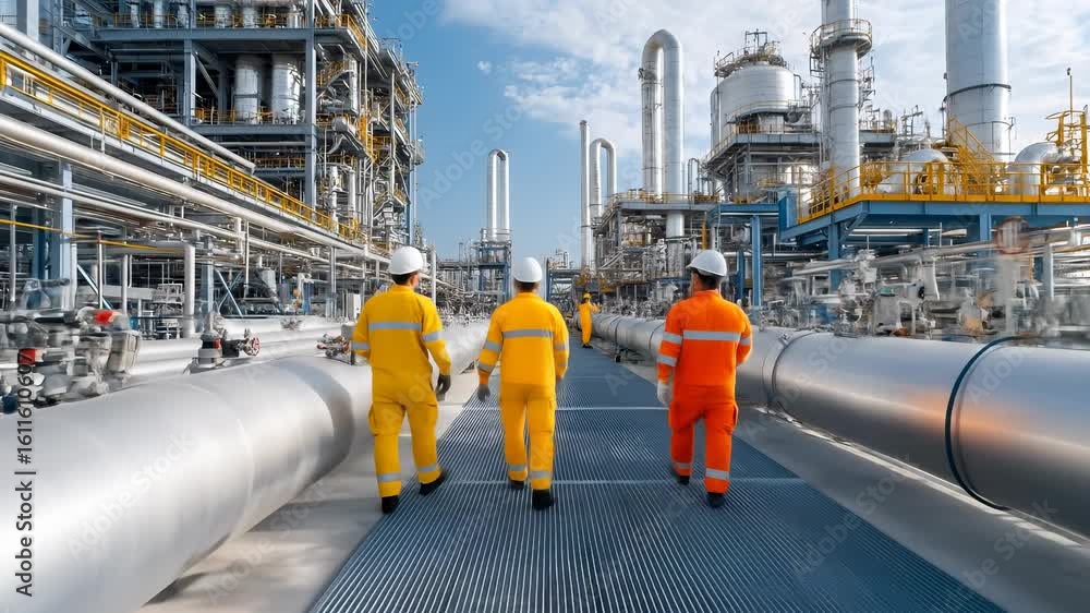 Industrial worker refinery safety teamwork engineering oil gas energy ...