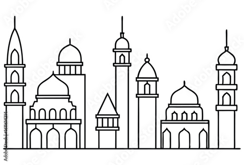 Wallpaper Mural Kutubiyya Mosque detailed cultural heritage line art Torontodigital.ca