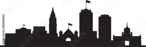 Silhouette of Harare skyline in black — includes Eastgate Centre, Parliament — Zimbabwean city skyline vector (4)