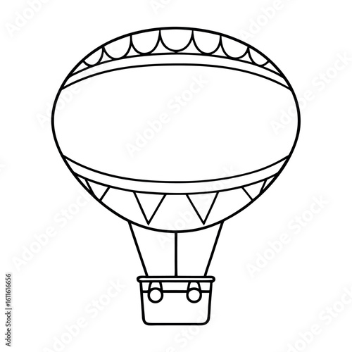 Air Balloon Illustration Oval Shape with Small Basket Colorful Design Element