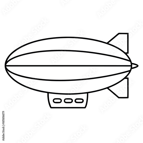 Airship Zeppelin Floating Cylinder with Fins Vector Design Illustration in CMYK