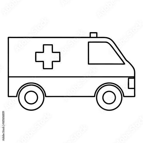 Minimalist Ambulance Van Vector Illustration with Boxy Design and Cross Symbol