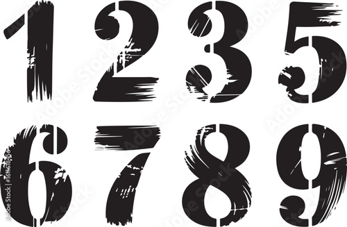 Stamp Style Grunge Numerals Collection Painted Number Stickers and Inked TypographyStamp Style Grunge Numerals Collection Painted Number Stickers and Inked Typography