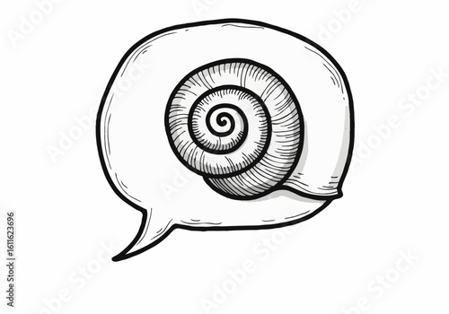 Snail shell inside speech bubble illustration design vector