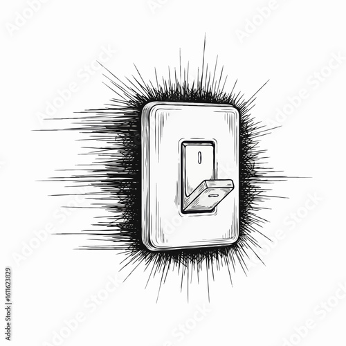 Illustration of a light switch in the off position on a wall
