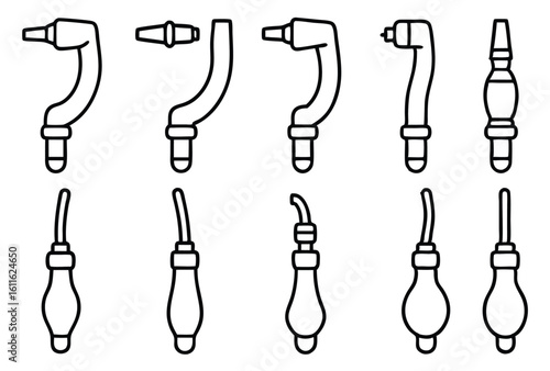 Laryngoscopes used in surgical airway line art