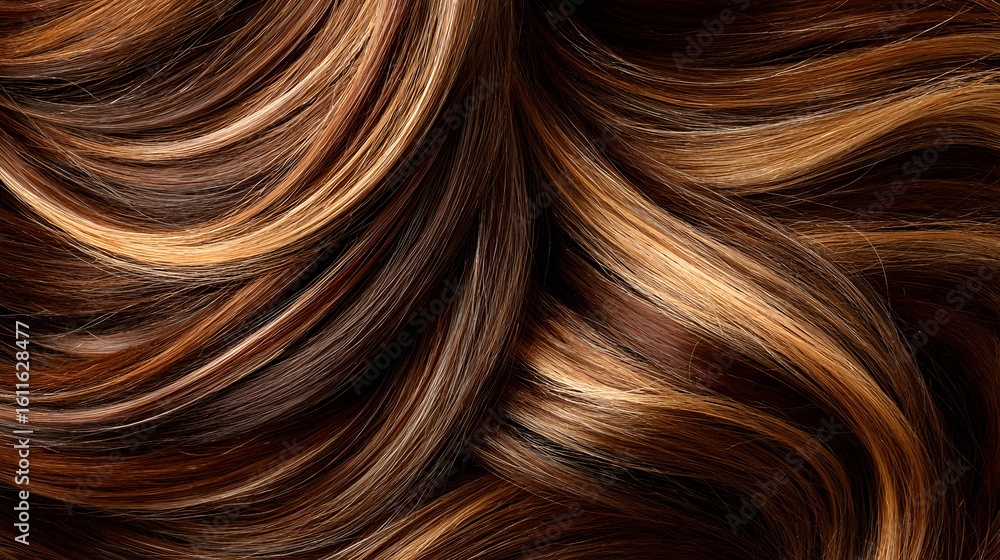 Naklejka premium Close up view of flowing highlighted hair.