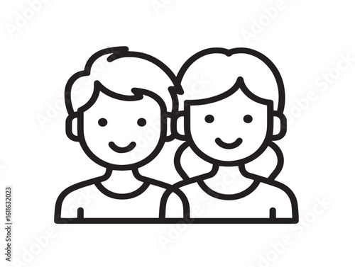 Adorable Children Icon with Elegant Simple Minimal Line Drawing 