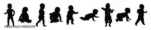 silhouette collection of toddlers in a variety of positions