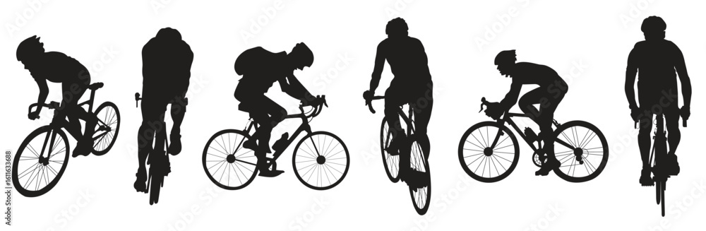 Naklejka premium vector silhouette collection of cyclists for artwork