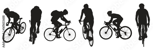 vector silhouette collection of cyclists for artwork