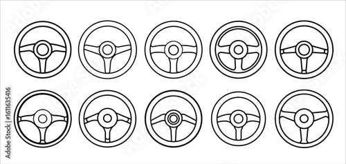 illustration of different car steering wheel designs