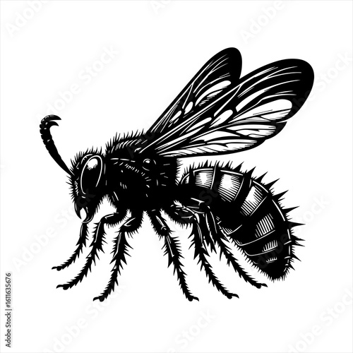 Detailed illustration of a wasp