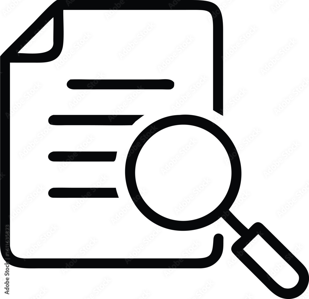 Person reviewing a document with a magnifying glass document review analysis Person reviewing a document with a magnifying glass document review analysis