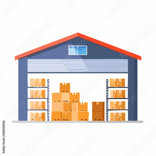 Logistics company warehouse with boxes