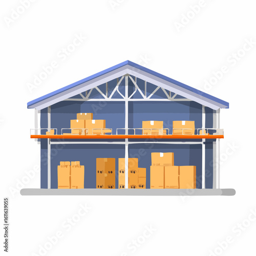 Logistics company warehouse with boxes