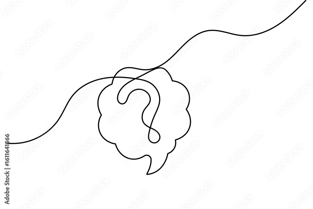 Obraz premium Question mark continuous one line drawing in minimalist style outline vector illustration 