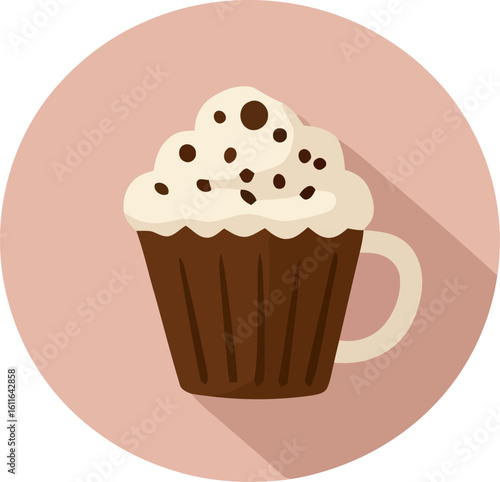 Delicious Cupcake Delight: A captivating illustration features a delectable cupcake, nestled inside a cup, ready to be enjoyed.