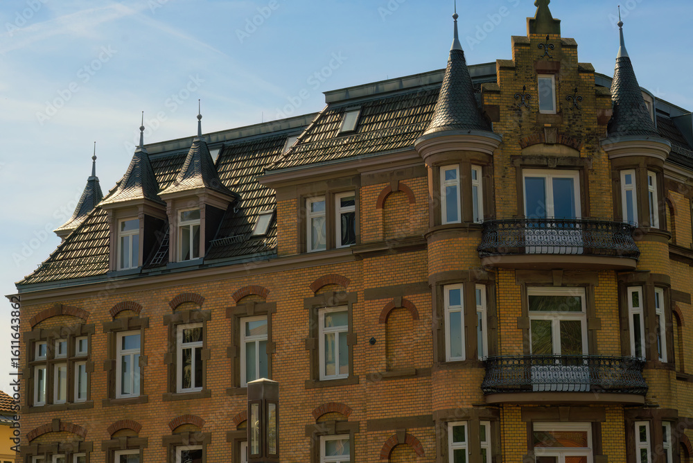 Fototapeta premium The big facade of an old building