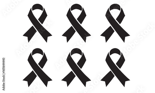 Cancer Awareness Ribbon Icons & Cancer Care Symbol Vector
