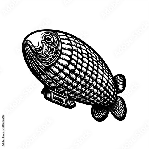 Fishshaped airship illustration