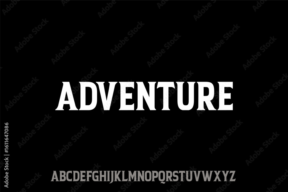 Fototapeta premium Adventure Text on Dark Background with Full Alphabet