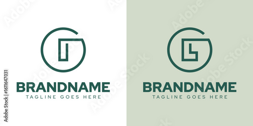 Letters GI GL Monoline Logo Set, for any business with GI IG GL LG initials