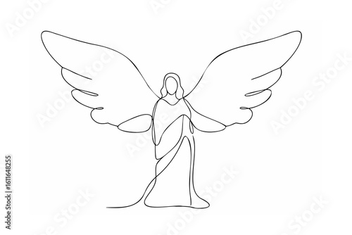 Graceful angel with flowing wings divine