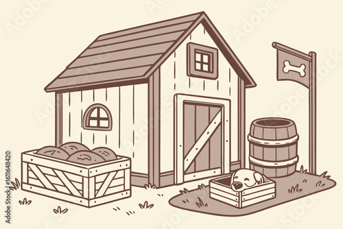 Rustic Dog Farmhouse Scene