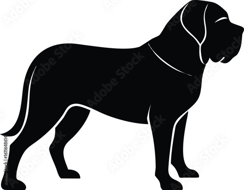 Neapolitan Mastiff dog silhouette with muscular build and droopy face vector graphic for guard breed