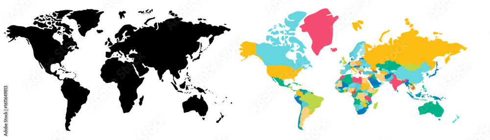 Obraz premium World map color vector modern. Silhouette map.