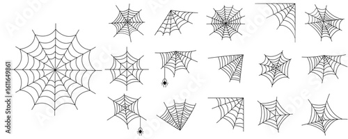 Editable stroke Spider web line art vector . textures for halloween